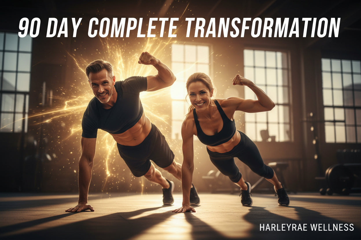 Healthy couple getting in shape with the  HarleyRae 90-day transformation program 