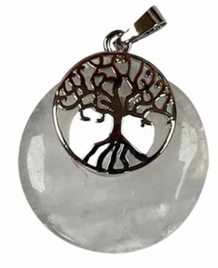 Clear quartz tree of life pendant